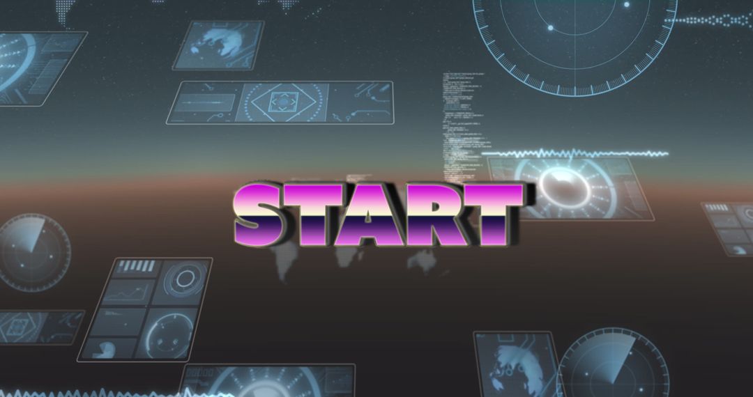 Futuristic Start Screen with Digital Data Interface