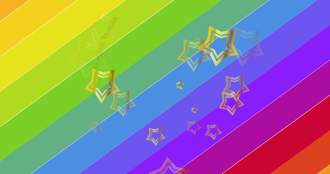 Rainbow Background with Golden Stars for Pride Celebration
