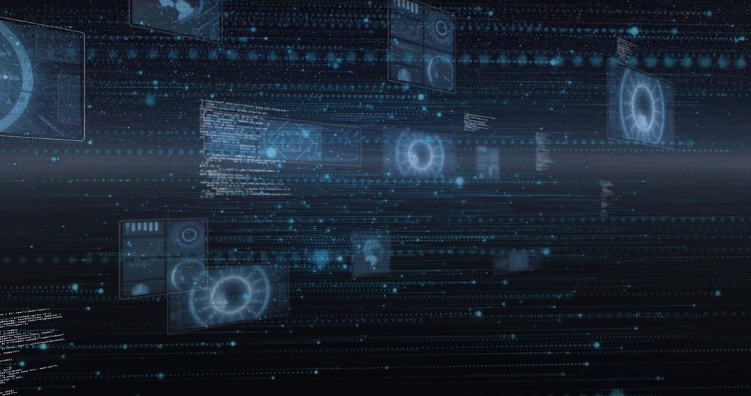 Futuristic Digital Interface with Data Processing Holograms