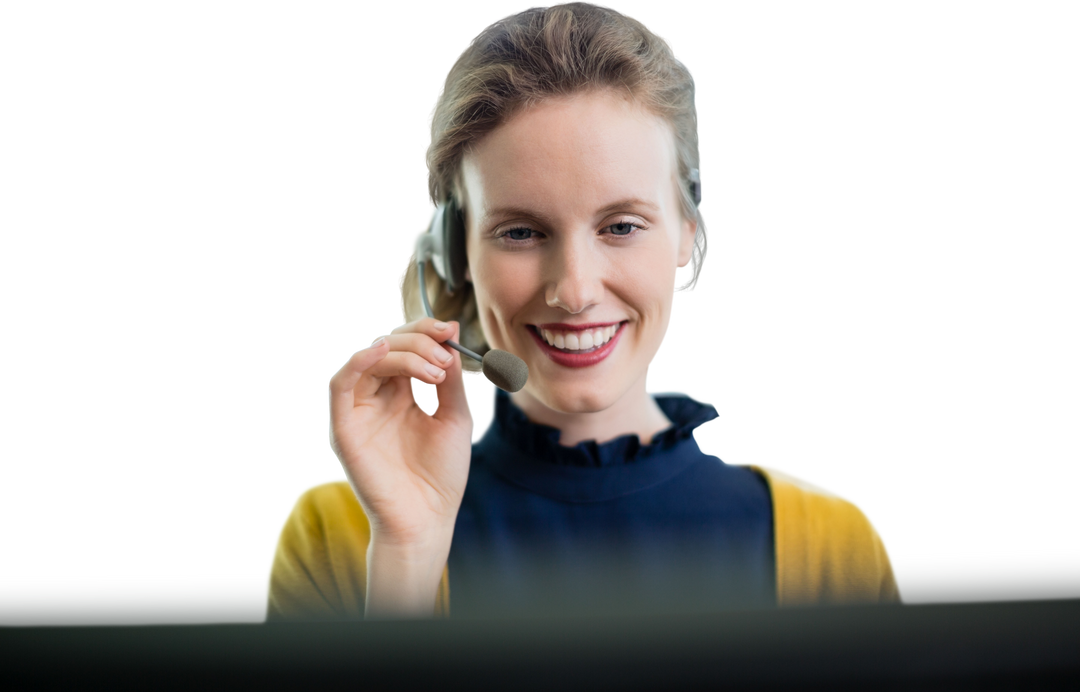 Smiling Professional Woman Wearing Headset in Transparent Background - Download Free Stock Images Pikwizard.com