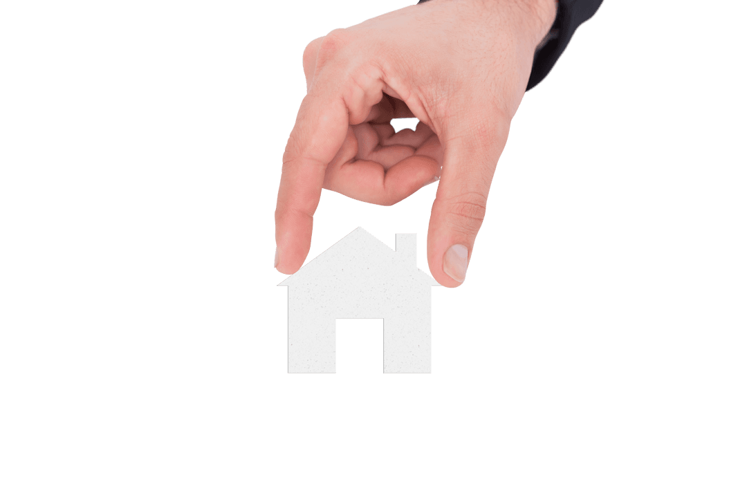 Hand Holding House Model on Transparent Background Illustration