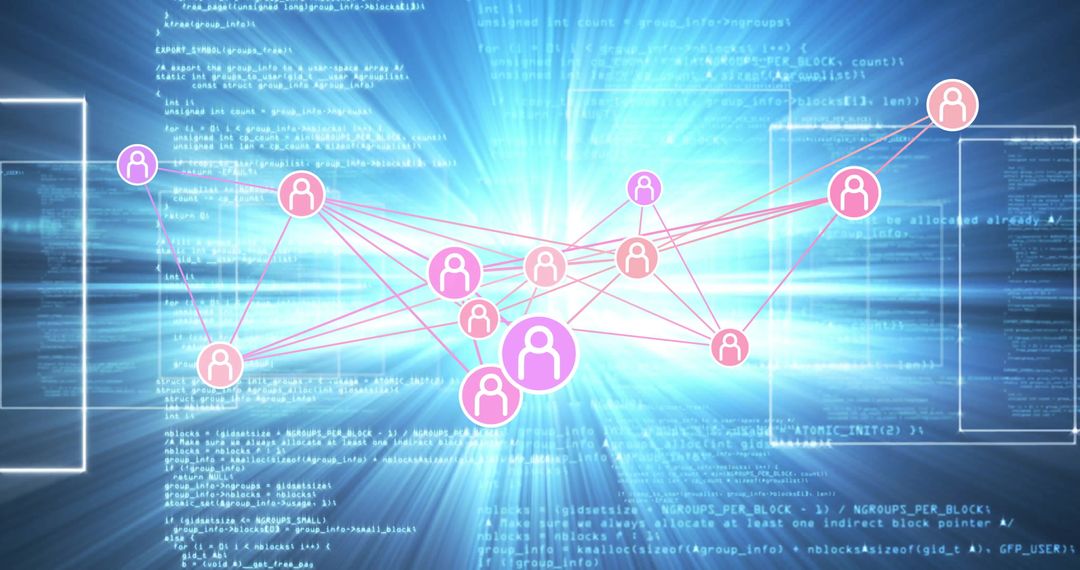 Digital Network Visualization with Code and User Icons