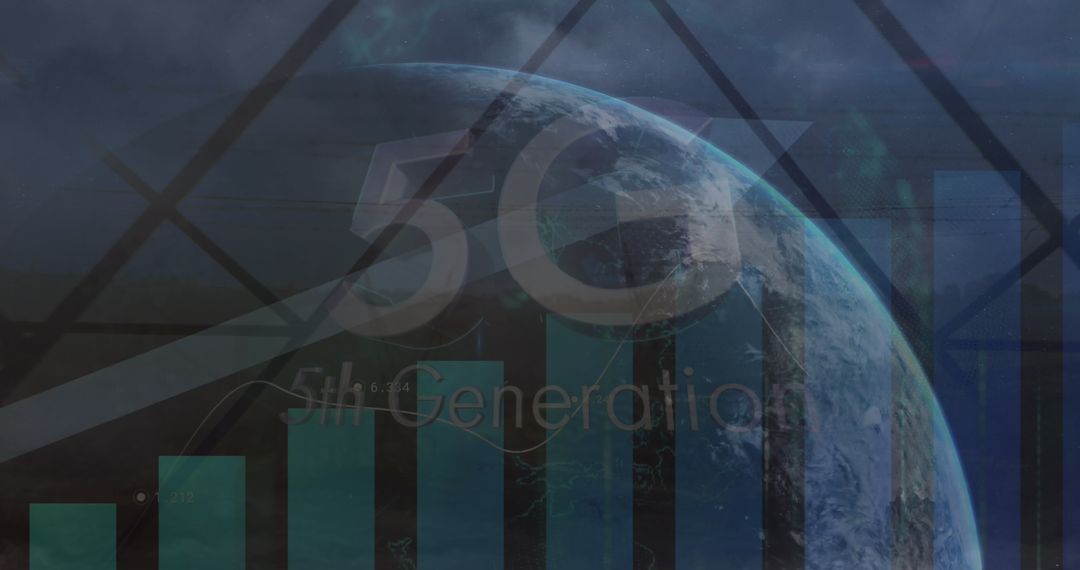 5G Sixth Generation Technology Concept with Digital Globe Overlay