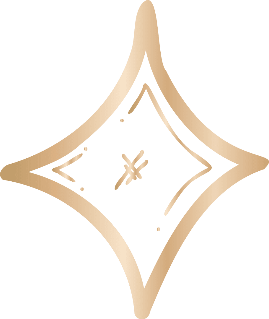 Golden Sparkle Icon in Metallic Gradient on Transparent Background