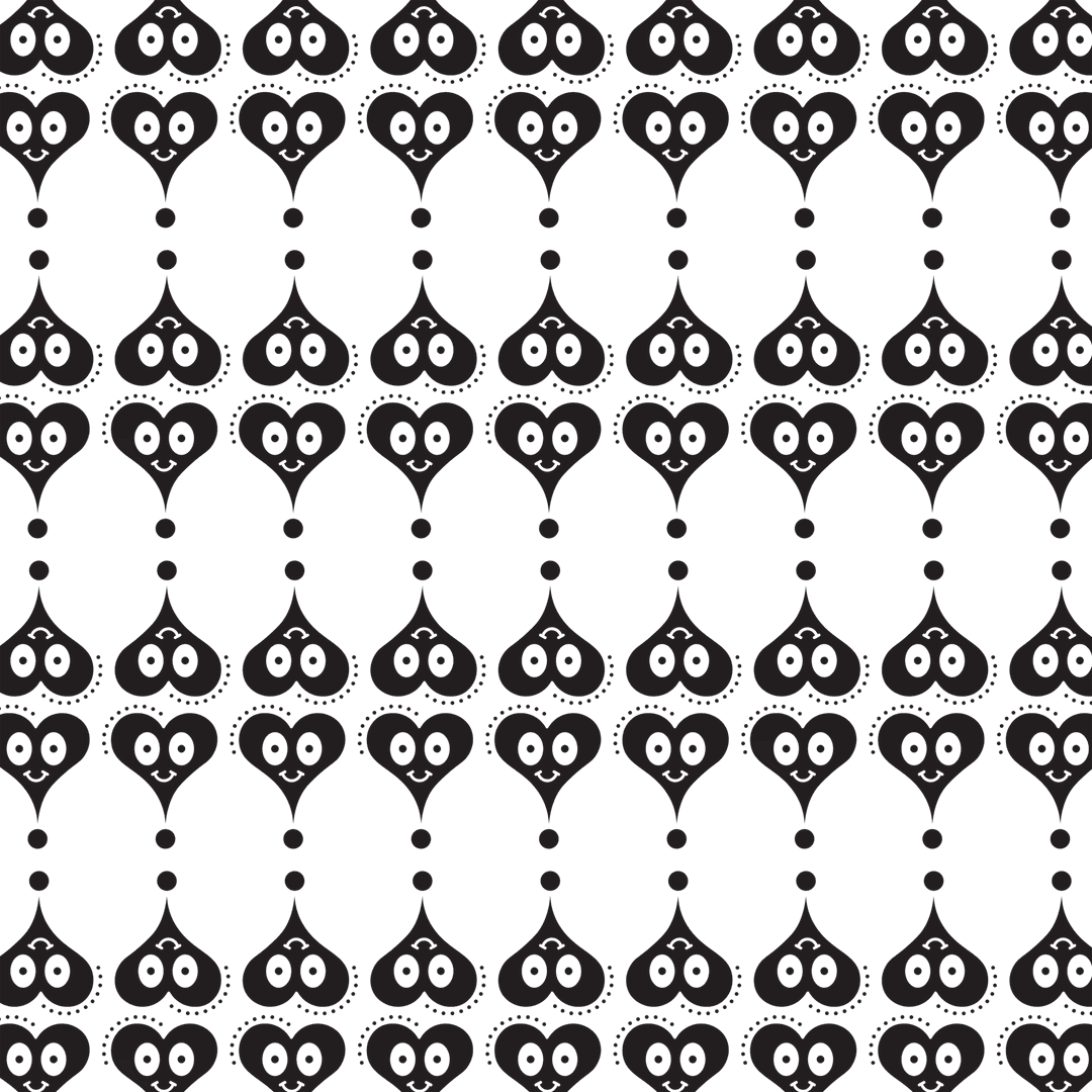Elegant Black Heart Pattern on Transparent Background
