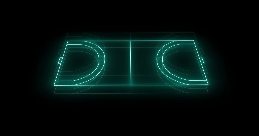 Futuristic Neon Sports Field on Black Background