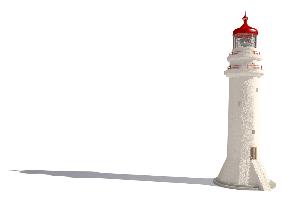 Transparent Lighthouse Illustration with White and Red Color Scheme