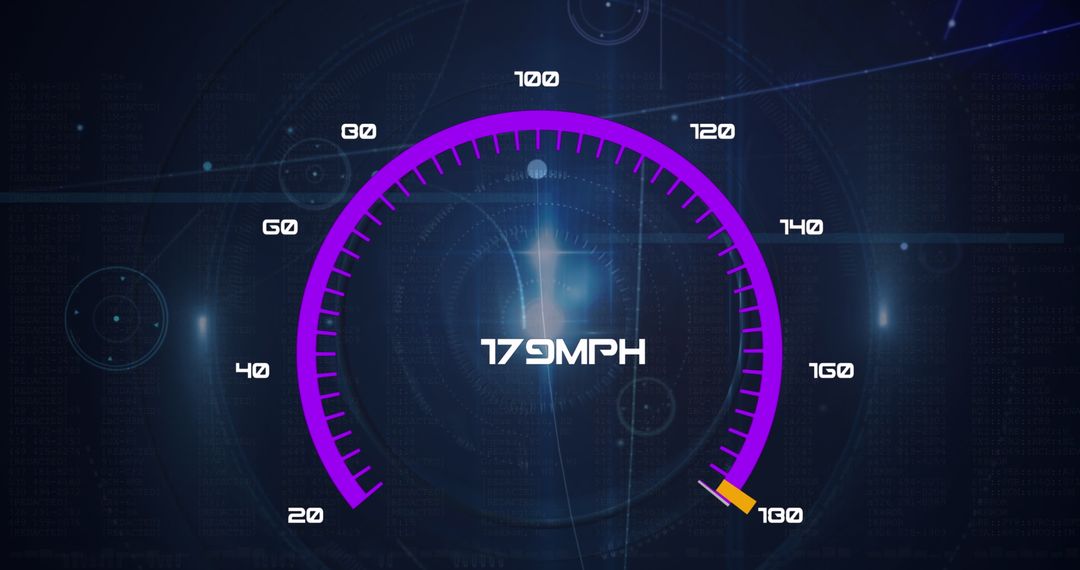 Futuristic Digital Speedometer Displaying 179 MPH