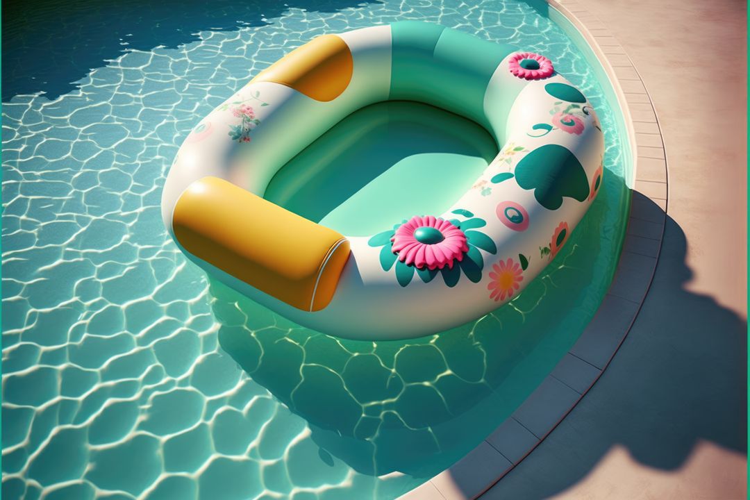 Inflatable Pool Ring Floating in Sunlit Pool - Free Images, Stock Photos and Pictures on Pikwizard.com