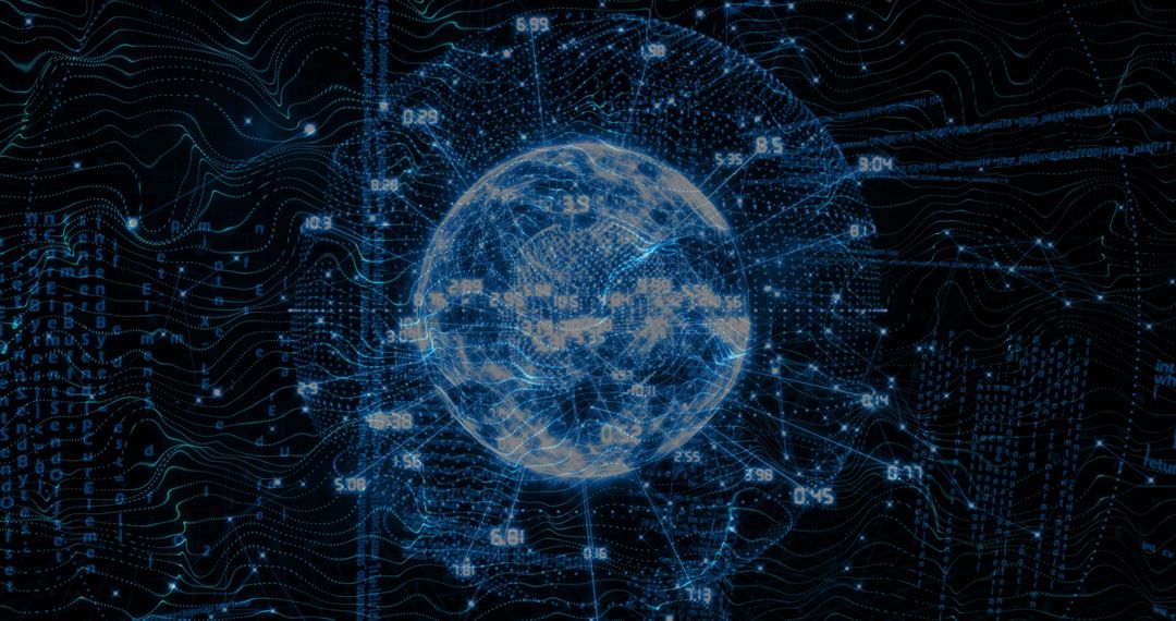 Glowing Digital Connections Around a Virtual Globe