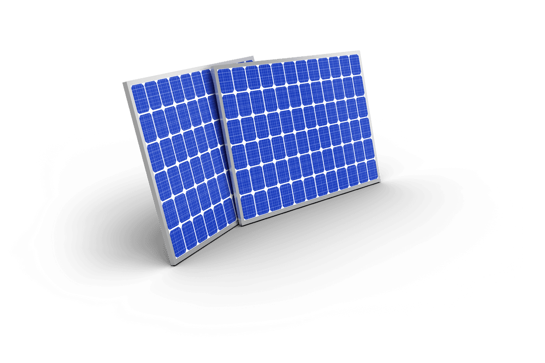 Transparent Blue Solar Panels 3D Illustration on Black Background