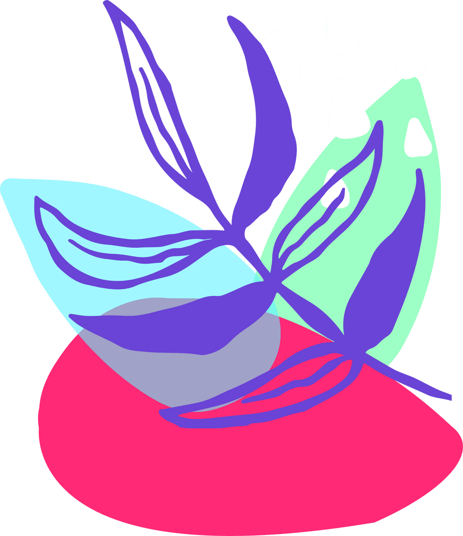 Colorful Abstract Floral Vector on Transparent Background