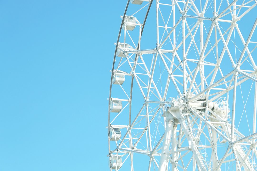 White Ferris Wheel and Clear Blue Sky on Sunny Day - Free Images, Stock Photos and Pictures on Pikwizard.com