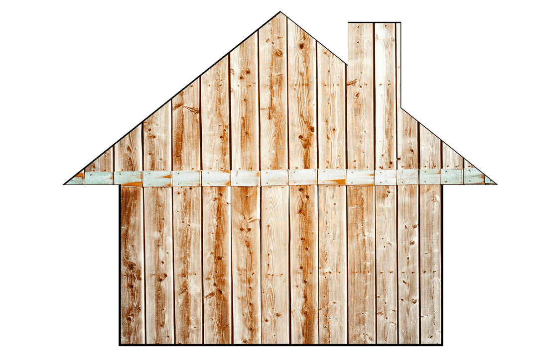 Transparent Wooden House Illustration with Rustic Charm