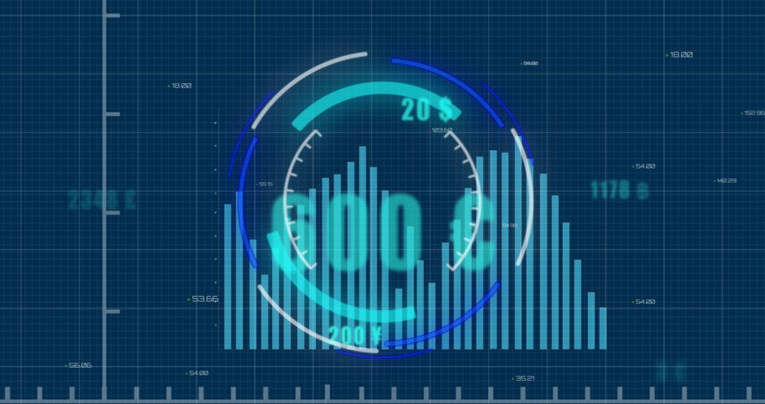 Digital analytics interface with vibrant data display
