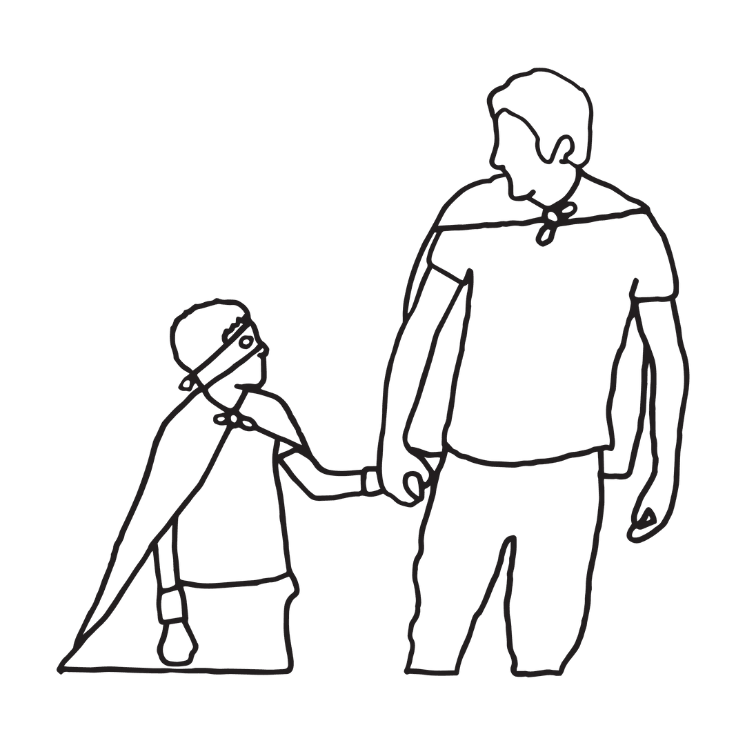 Father and Son Silhouette on Transparent Background