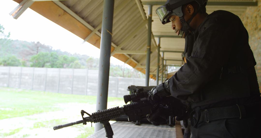 Military Training Soldier Preparing Rifle