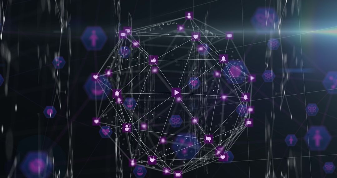 Digital Globe of Social Media Icons and Network on Dark Background