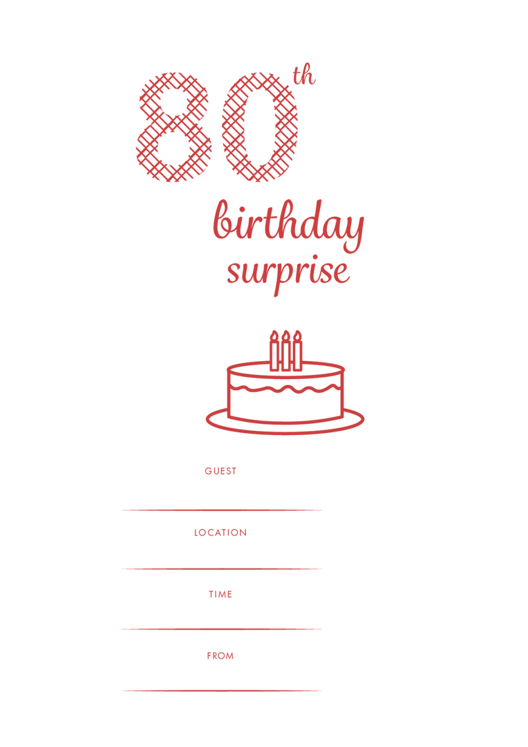 Transparent 80th Birthday Party Invitation with Red Design - Download Free Stock Images Pikwizard.com