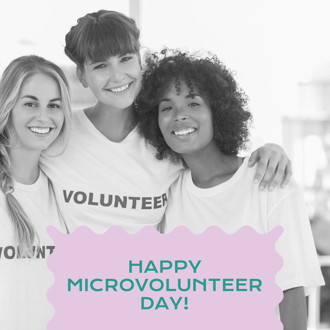 Happy Microvolunteer Day with Smiling Female Volunteers - Download Free Stock Templates Pikwizard.com