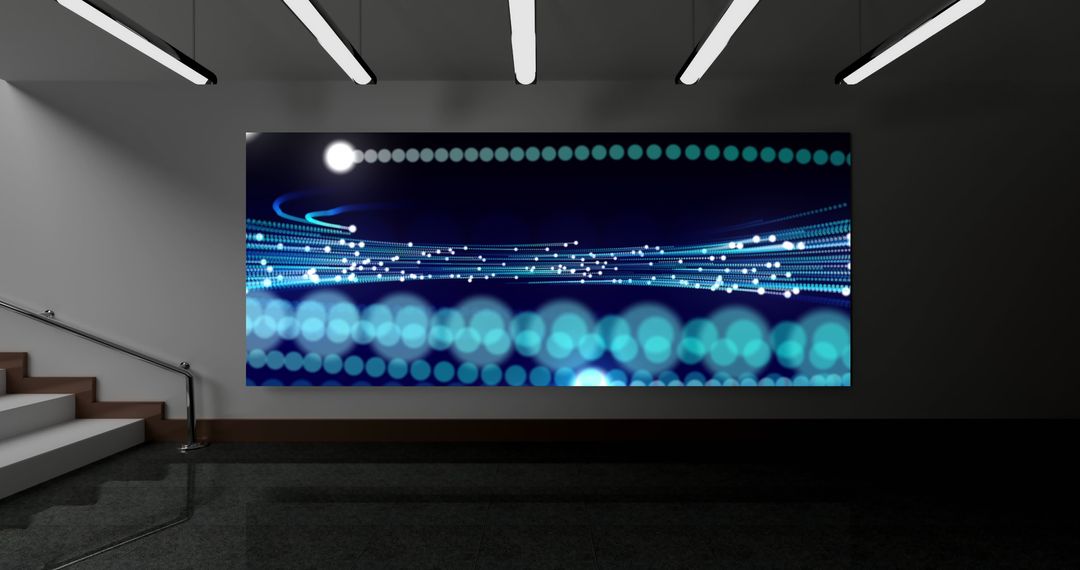 Futuristic Digital Light Trails on Large Display Screen