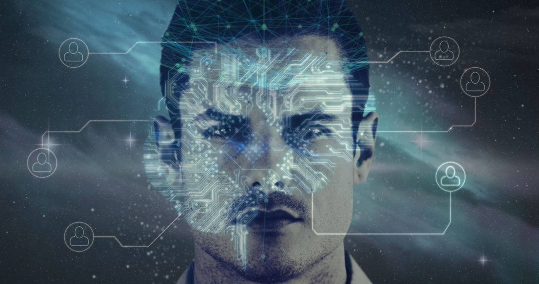 Futuristic Digital Interface with Virtual Network Connections