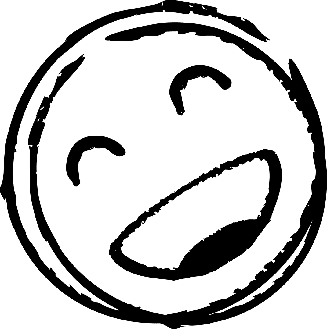 Doodle Smiling Face Emoticon on Transparent Background