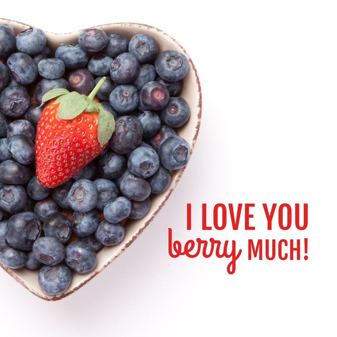 Heart-Shaped Bowl of Berries for Romantic and Playful Greetings