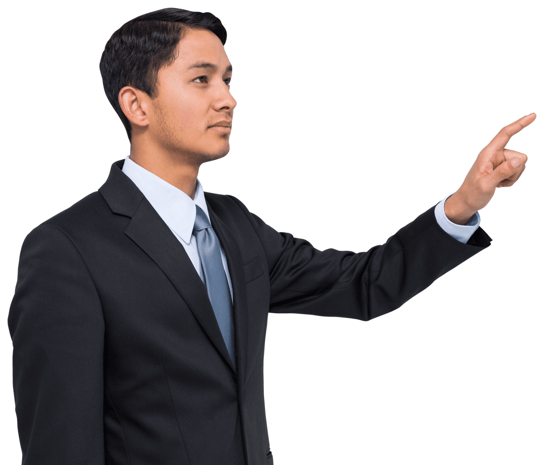 Businessman Pointing on Transparent Background for Presentations