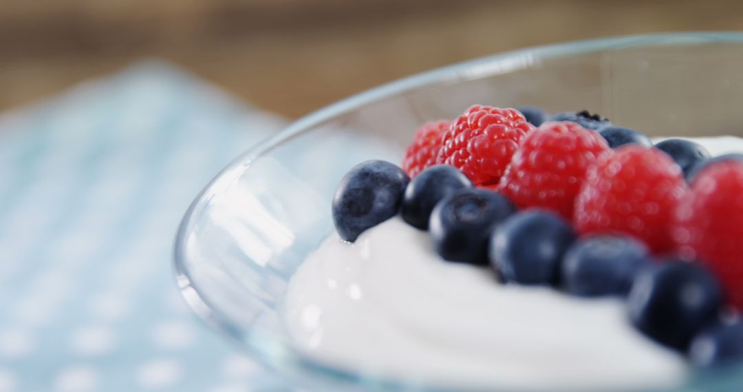 Fresh Yogurt with Blueberries and Raspberries for Healthy Diet