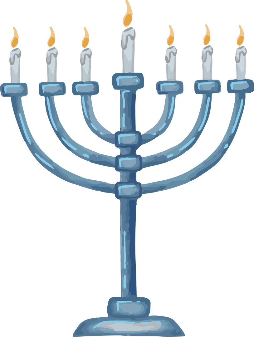 Transparent Nine Branch Menorah with Melting Candles