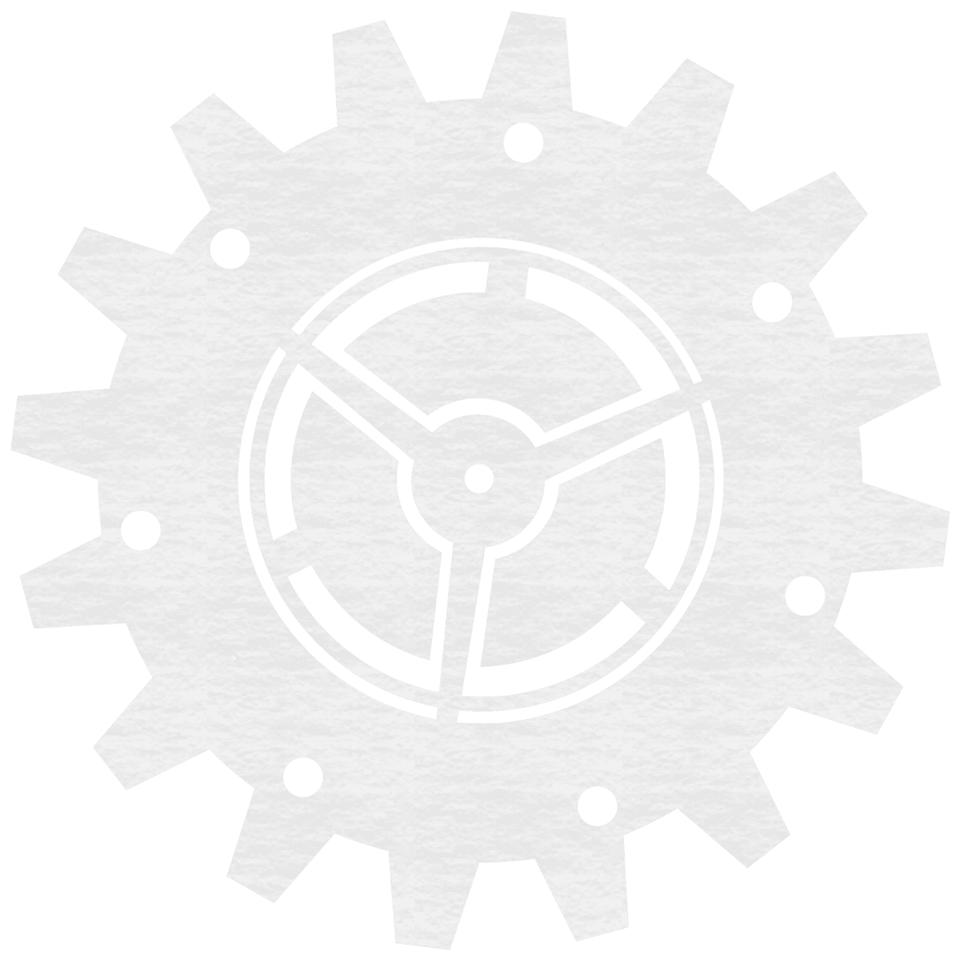 White Paper Gear Icon on Transparent Background