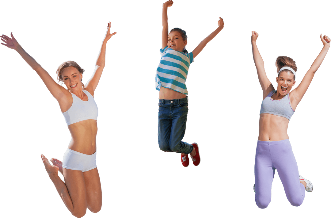 Joyful Jumping Group on Transparent Background Celebrating Happiness