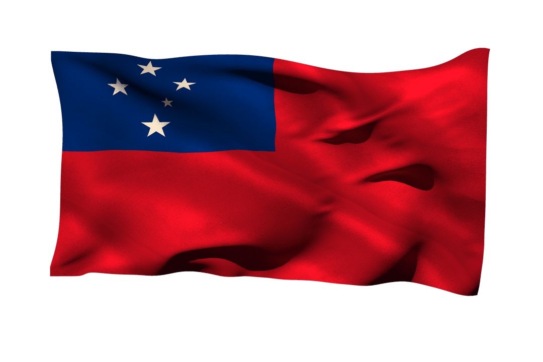 Samoan Flag Waving Against Transparent Background: Symbolic National Emblem