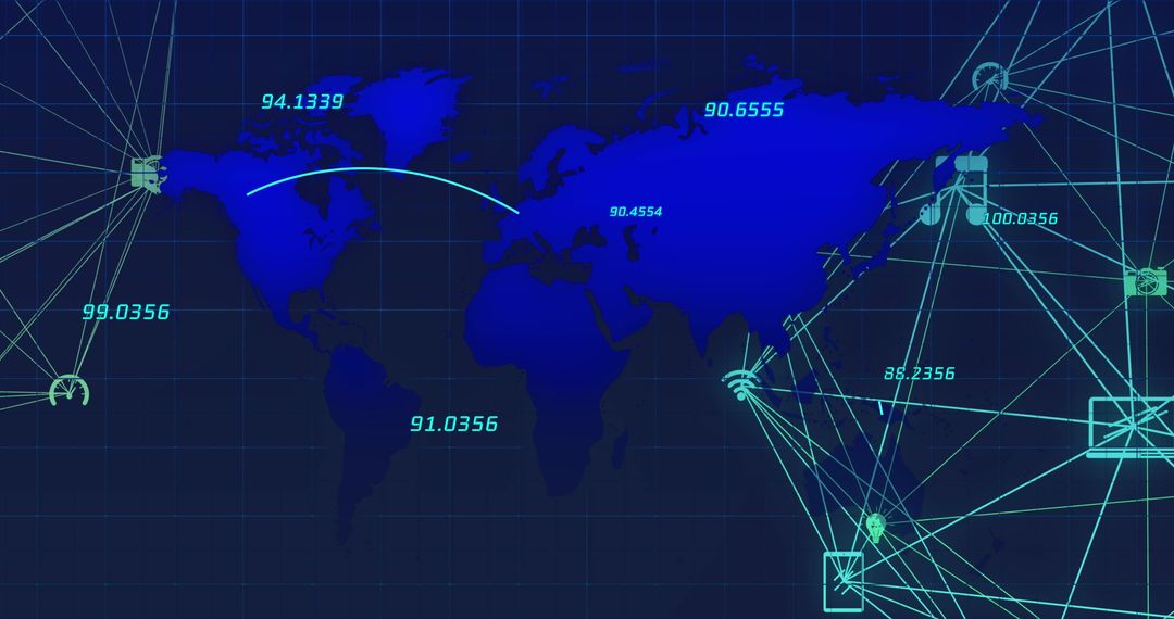 Global Network Connections with Data on World Map