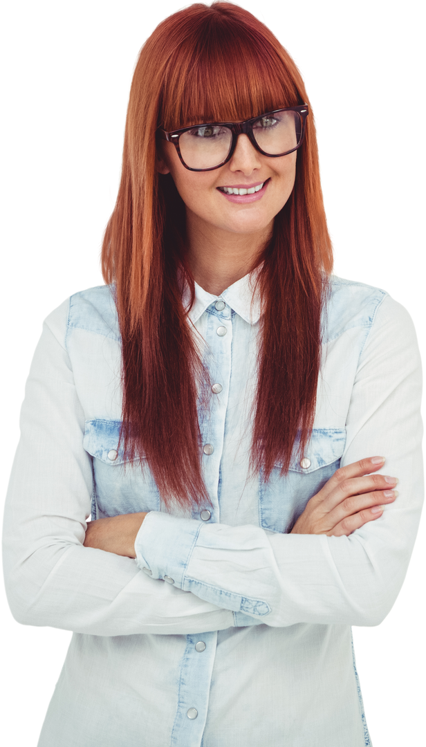 Portrait of Transparent Smiling Hipster Woman with Glasses and Red Hair - Download Free Stock Images Pikwizard.com