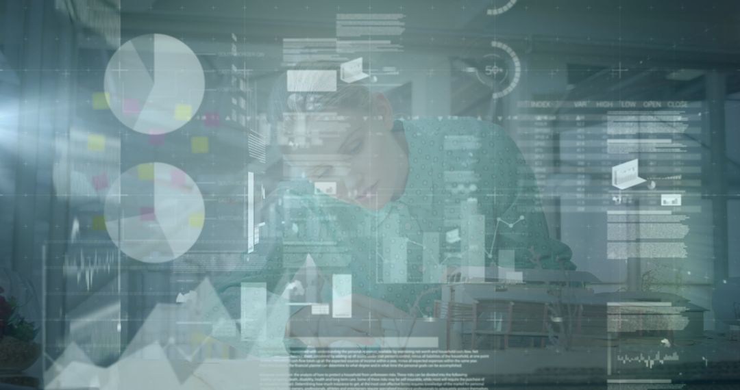 Futuristic Business Data Analysis with Confident Businesswoman