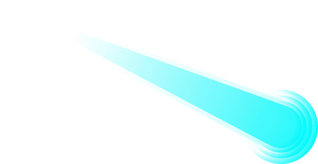 Cyan Orb Streak: Abstract Motion with Futuristic Glow on Transparent