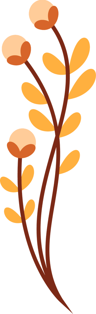 Flat Botanical Plant Graphic on Transparent Background