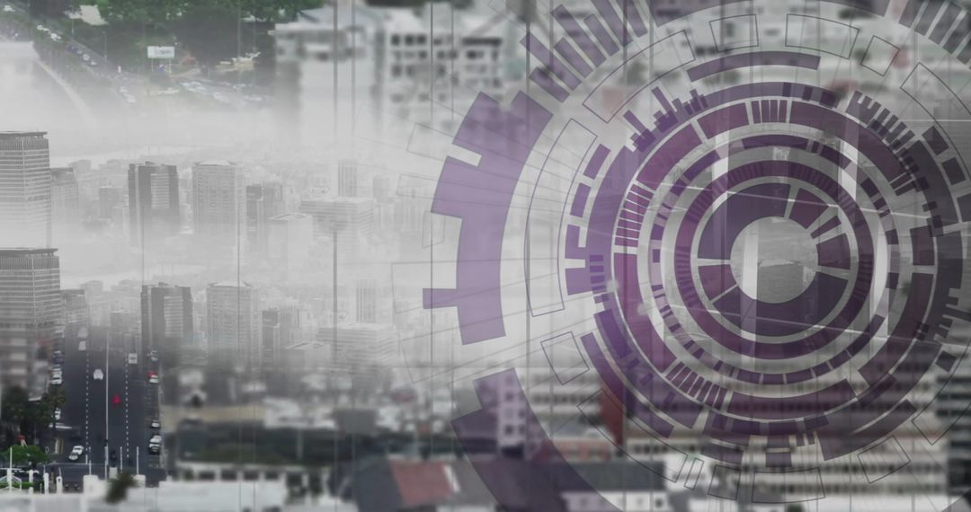 Urban Cityscape with Digital Data Overlay Art