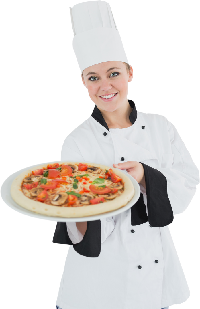 Female Chef in Transparent Background Holding Delicious Specialty Pizza - Download Free Stock Images Pikwizard.com