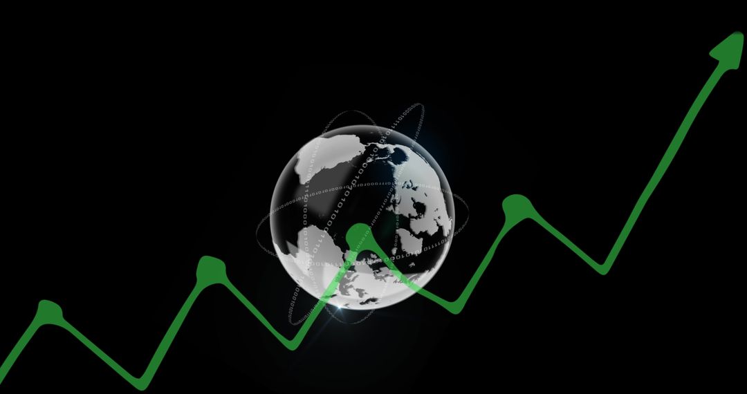 Global Economic Growth Graph with Earth and Digital Elements