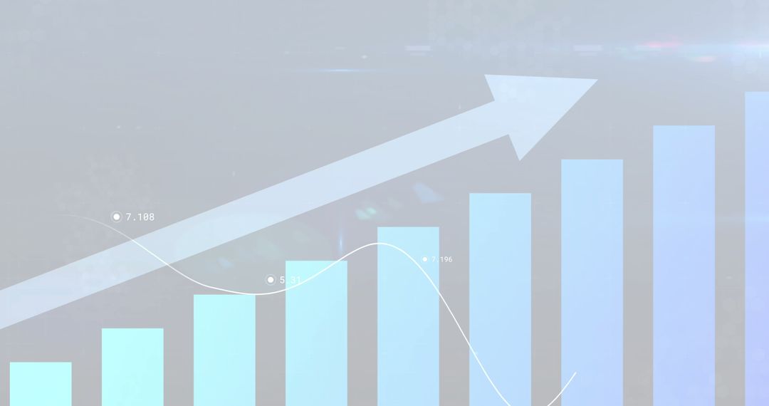 Financial Growth Chart with Upward Arrow and Data Points