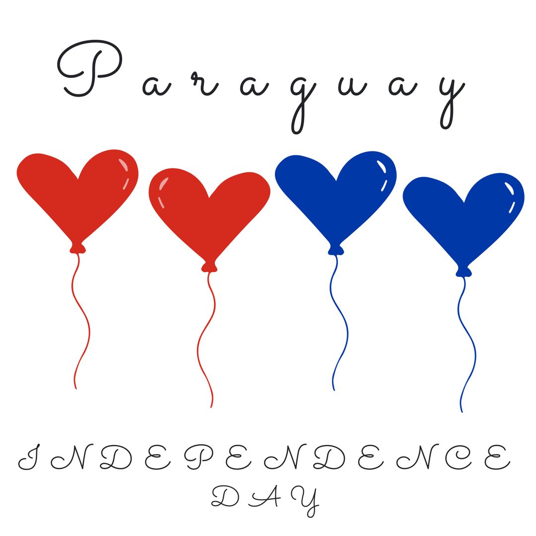 Paraguay Independence Day with Heart Balloons Illustration