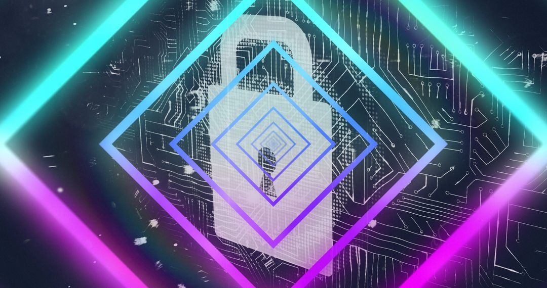 Neon Layers on Digital Network Background