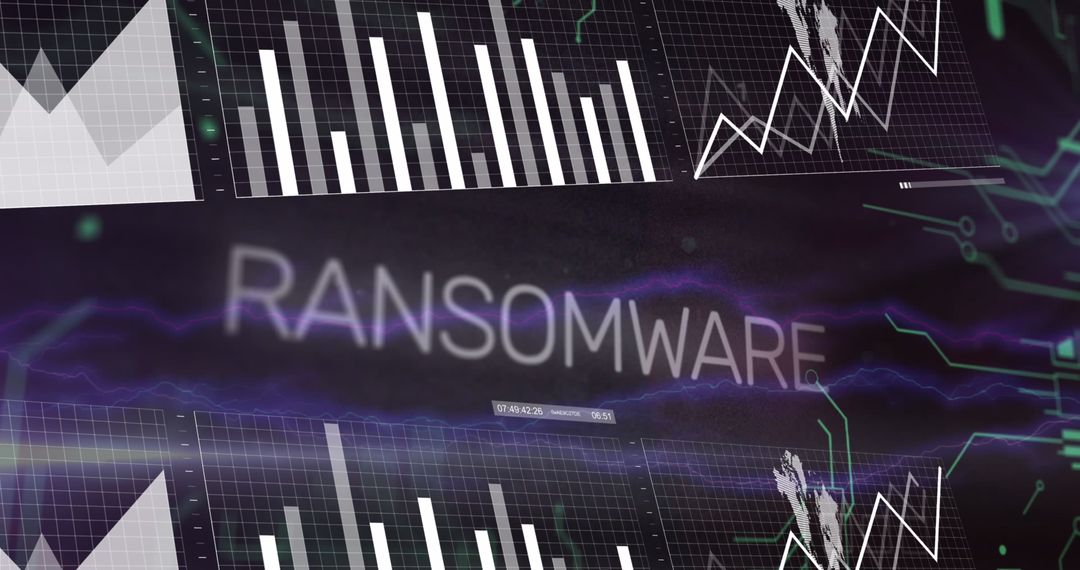 Ransomware Threat Over Data Processing Graphs and Charts