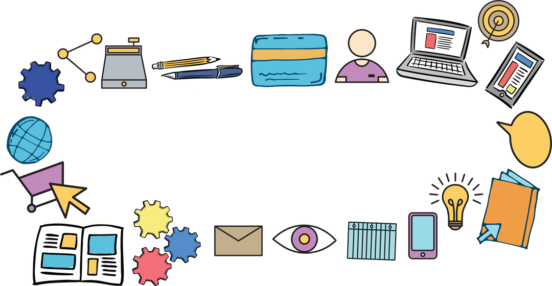 Digital Symbols on Transparent Background for Creative Communication