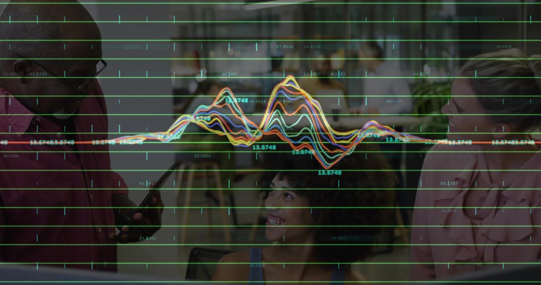 Business Professionals Analyzing Data with Growth Chart Overlay
