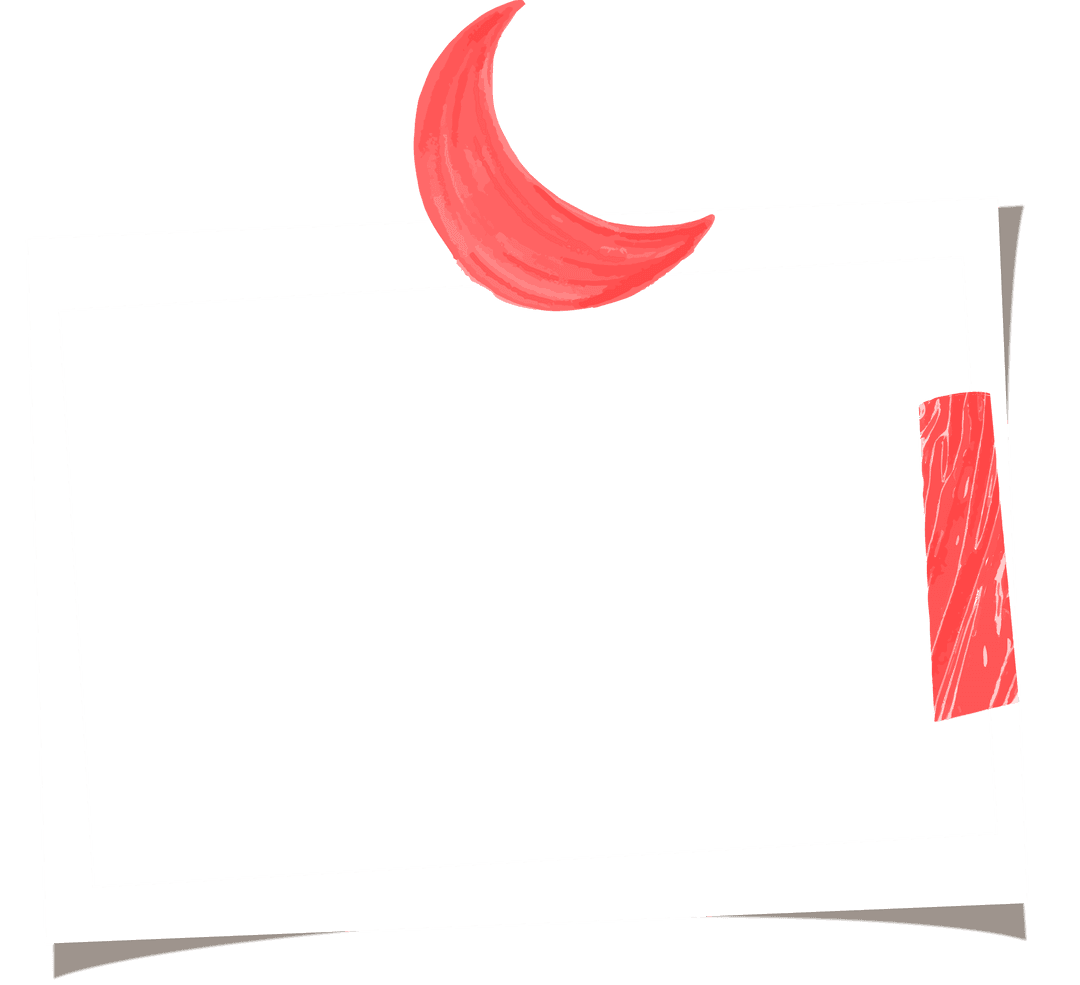 Transparent Sketch with White Frame and Red Crescent