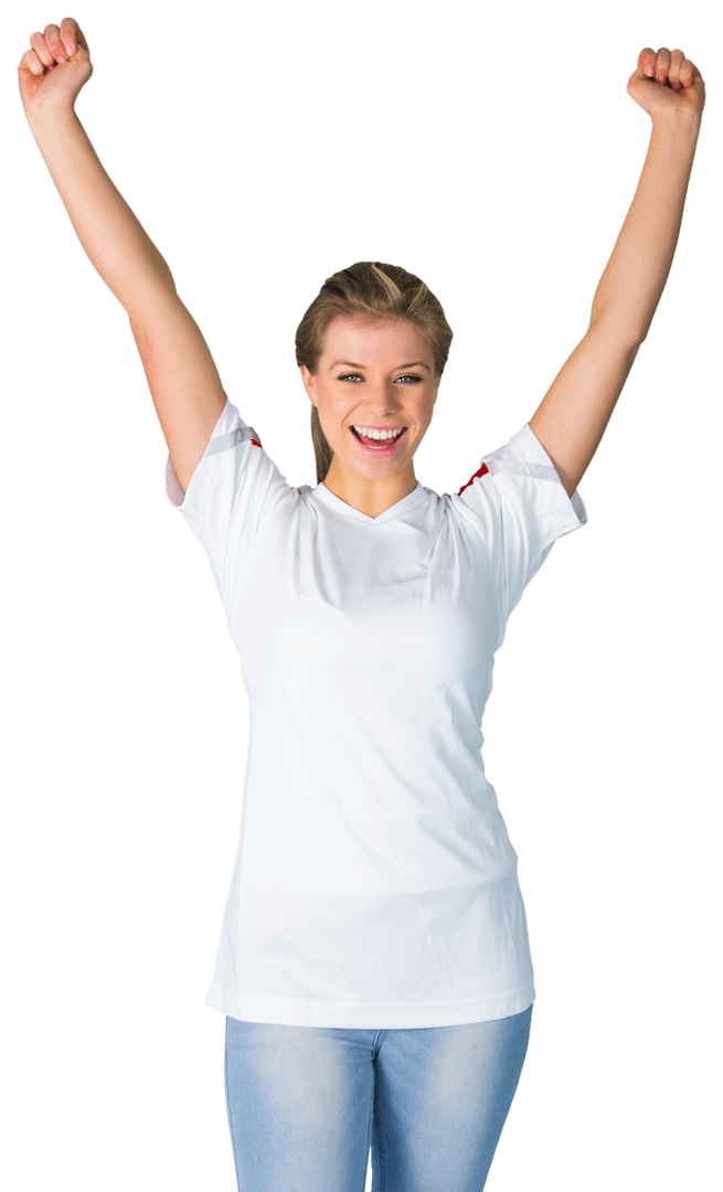 Enthusiastic Football Fan Cheering with Transparent Background